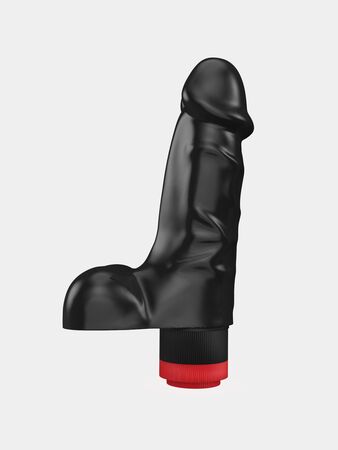 Черный реалистичный вибратор с мошонкой - 16,5 см.